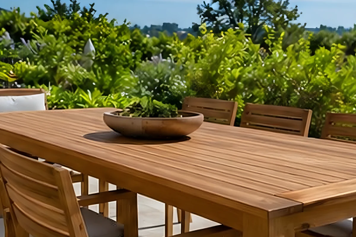 Mobilier d'extérieur en teck protégé